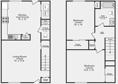2 Bedroom Townhouse 1.5 Bathroom Bloomington
